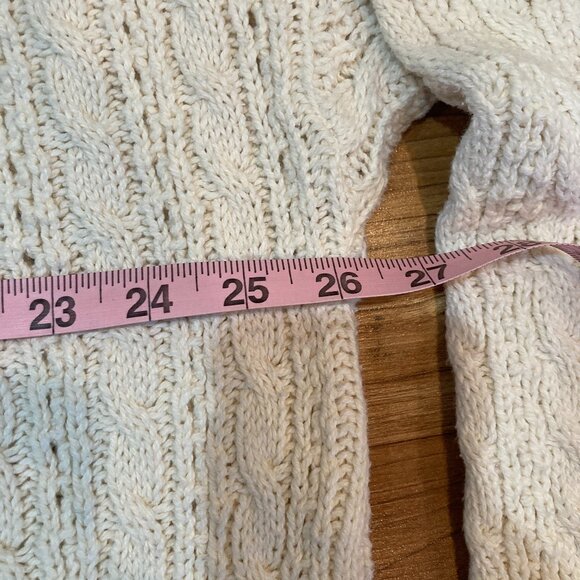 TLC Men's Fisherman's Sweater XL Cream Cotton Cable Knit - Picture 2 of 7